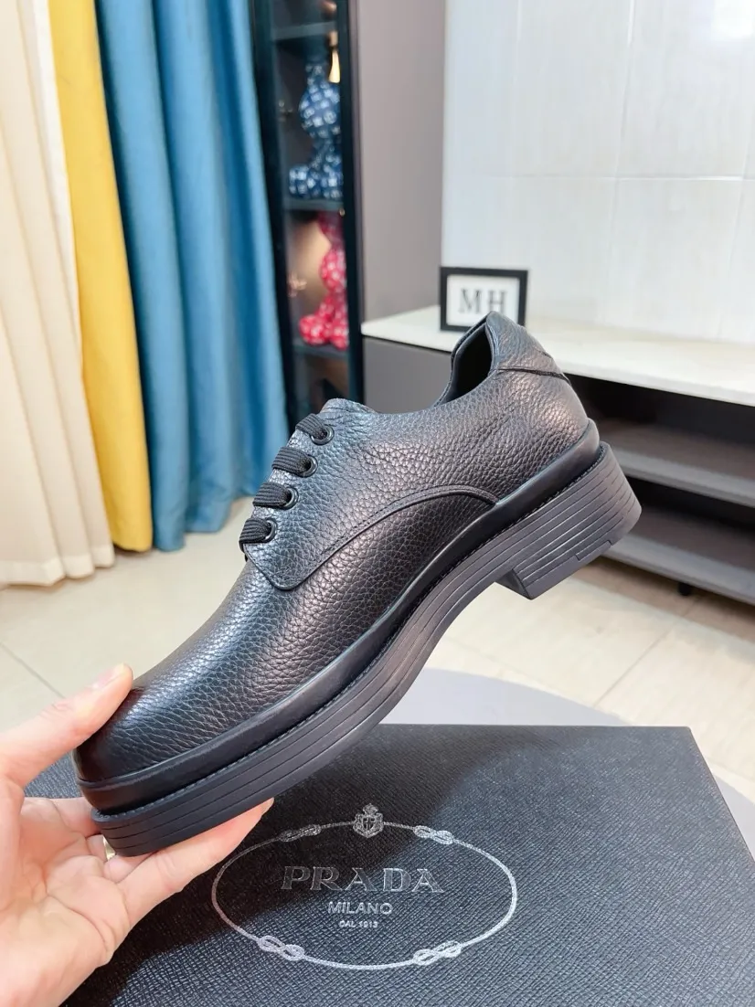 Men's shoes 💰540🌹🌹 [Men's shoes 💰pRADA Prada leather shoes] Top purchasing agent Original imported Italian custom-made open-edge beaded cowhide leather surface, ➕Fully imported water-dyed breathable cowhide lining, original factory special molded sole, super comfortable, code number: 38-44
